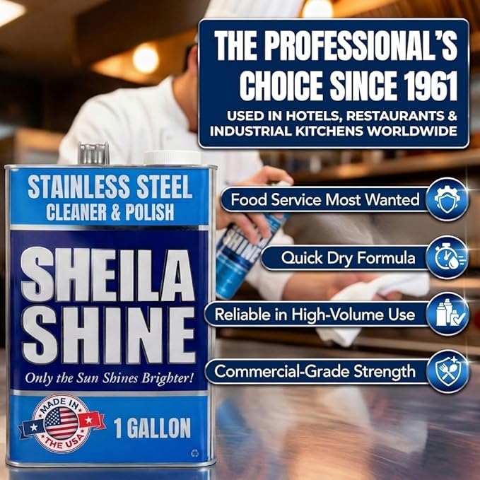 4 x 1 Gallon Sheila Shine Stainless Steel Cleaner and Polish - Cleans, Polishes & Protects Kitchen Appliances, Refrigerators, Sinks, Ovens & Grills - Stainless Steel Metal Cleaner