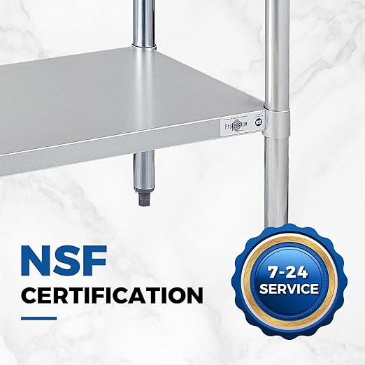 Profeeshaw Stainless Steel Prep Table 24''x48'' Workbench with Backsplash | NSF Commercial Metal Work Table, with Undershelf, Heavy Duty Table, for Kitchen, Restaurant, Home, Gargae and Hotel, 18-gauge