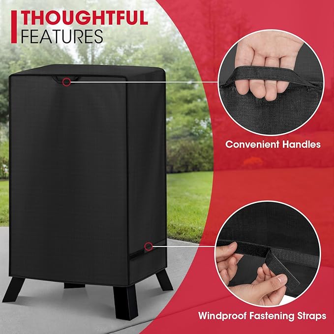 Unicook Electric Smoker Cover for Masterbuilt 40 Inch Smokers, Outdoor Vertical Digital BBQ Cover, Unique Waterproof Vinyl Exterior with Polyester Lining, 25" W x 17" D x 39" H