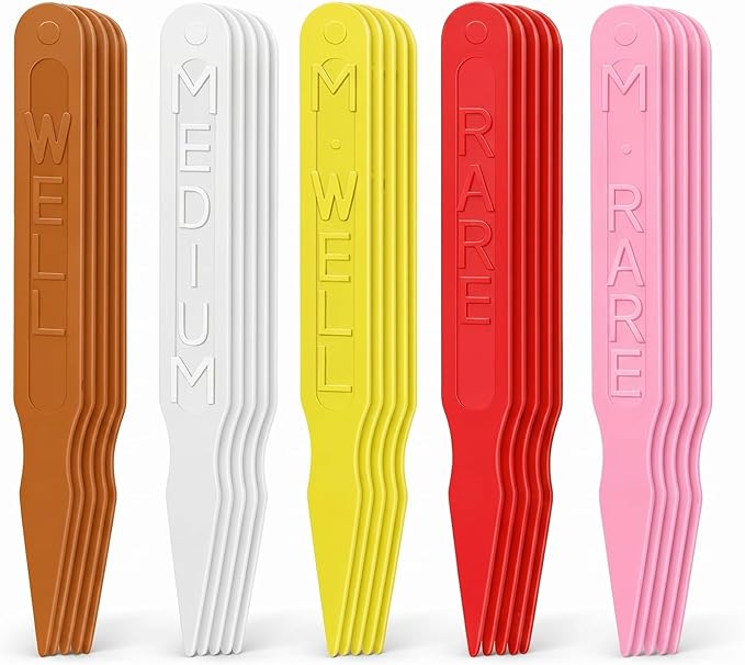Kigley 3000 Pcs 3 Inch Steak Markers, Colorful Plastic Meat Doneness Picks Steak Temperature Sticks Assorted Doneness Label Rare, Medium Rare, Medium Well, Well for Catering, Barbecue, Party, Picnic