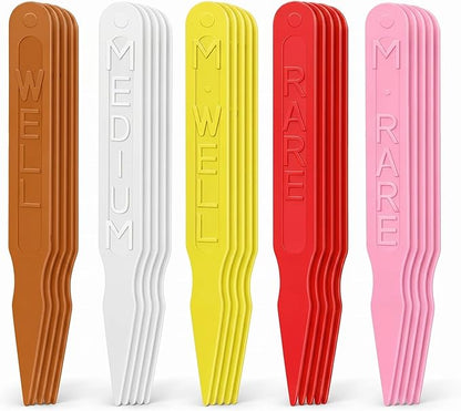 Kigley 3000 Pcs 3 Inch Steak Markers, Colorful Plastic Meat Doneness Picks Steak Temperature Sticks Assorted Doneness Label Rare, Medium Rare, Medium Well, Well for Catering, Barbecue, Party, Picnic