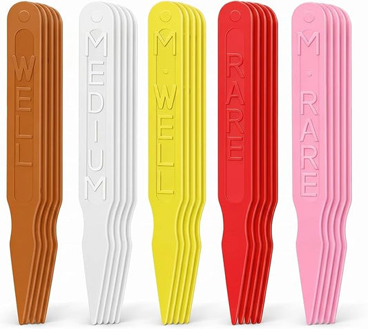 Kigley 3000 Pcs 3 Inch Steak Markers, Colorful Plastic Meat Doneness Picks Steak Temperature Sticks Assorted Doneness Label Rare, Medium Rare, Medium Well, Well for Catering, Barbecue, Party, Picnic