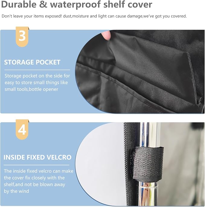 Waterproof Shelf Cover,Outdoor 600D Heavy Duty Dustproof Storage Shelves Cover,36''x18''x62'' Shelf Covers for Wire Shelving with Zippers,Storage Rack Covers with Clear Front
