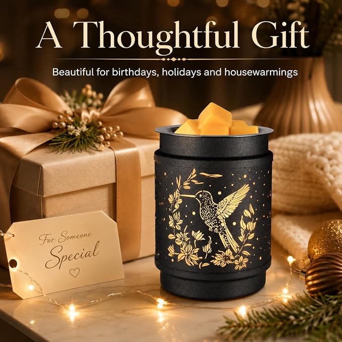 kobodon Wax Melt Warmer Hummingbird Metal Wax Warmer for Scented Wax | Electric Fragrance Candle Oil Burner 2 in 1 Wax Melts as Gifts for Moms Grandma Women Girls