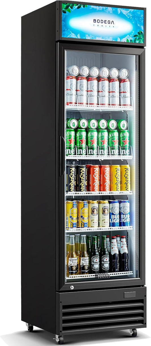 BODEGACOOLER Commercial Beverage Refrigerator and Cooler, 12.5 Cu.Ft. Commercial Merchandiser Refrigerator with Soft LED Light, Adjustable Shelves, Display Fridge For Kitchen,Office,Outdoor,Bar,Garage