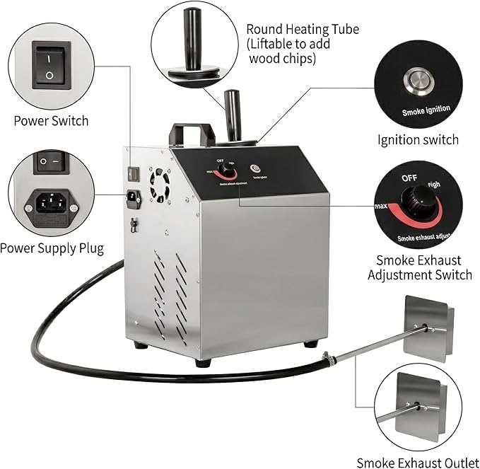 CLIVIA Cold Smoke Generator for Smoker, Electric Smoker Generator Commercial Cold Smoking Tube, Stainless Steel, Fit for Outdoor & Indoor Smoker Grills to Make Meat, Sausage, Salmon