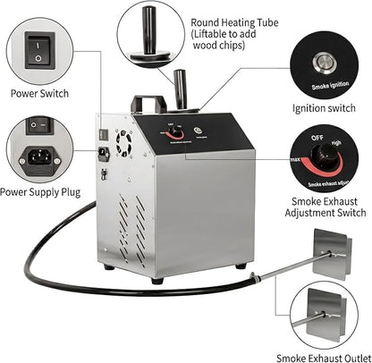 CLIVIA Cold Smoke Generator for Smoker, Electric Smoker Generator Commercial Cold Smoking Tube, Stainless Steel, Fit for Outdoor & Indoor Smoker Grills to Make Meat, Sausage, Salmon