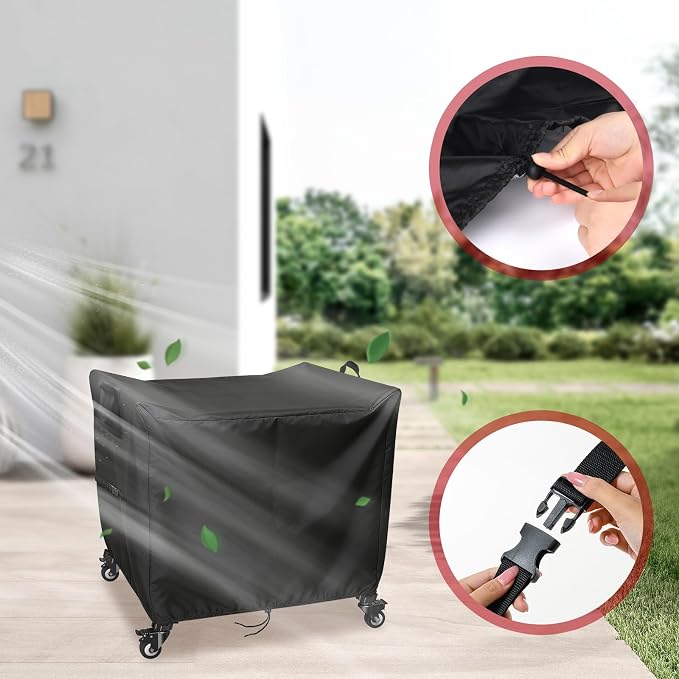 Outdoor Dining Grill Cart Cover - 33" D x 33" W x 37" H, 600D Grill Cart Cover for Nuuk, Heavy Duty Waterproof BBQ Food Prep Table Covers, Black
