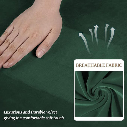 WEERRW 4 Pieces Couch Cover for Sofa Velvet Sofa Covers, Emerald Green | Washable Sofa Covers for 3 Cushion Couch Furniture Protector Sofa Slipcover with Non Slip Elastic Bottom, Pet Friendly, Large