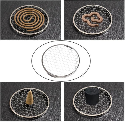 5 Pack Charcoal Incense Burner Mesh Screen Replacement Charcoal Discs Burner Screen Grille for Bakhoor Burner Charcoal Briquettes Charcoal Tablets Hanging Censer Resin Incense Burners Bowl