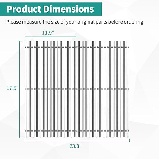 9MM 17.5" Stainless Steel Grill Grates for Weber Spirit E-310 E315 E320 E330 S310 S315 S330 GS4 Spirit 2 Grill Replacement Parts for Weber 7638, 7639 Spirit 300 Spirit II 300 Series Grills