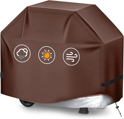 Perfect Grill Cover for Outdoor Grills Waterproof Rip-Proof Weather Resistant for Reliable Protection Griddle Cover Easy to Clean Adjustable Hem Drawstring Fade Resistant (Brown, 72)