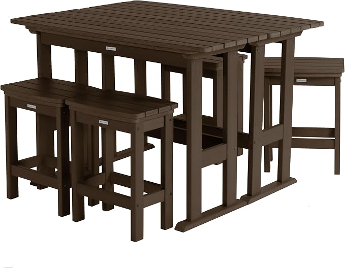 highwood Lehigh 6pc Counter Height Balcony Dining Set, Weathered Acorn