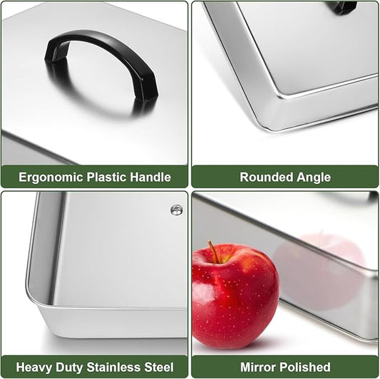 Griddle Accessories for Blackstone, Commercial Grade Heavy Duty Rectangular Basting Cover, Stainless Steel Cheese Melting Dome and Steaming Cover, Best for Use in Flat Top Grill Cooking