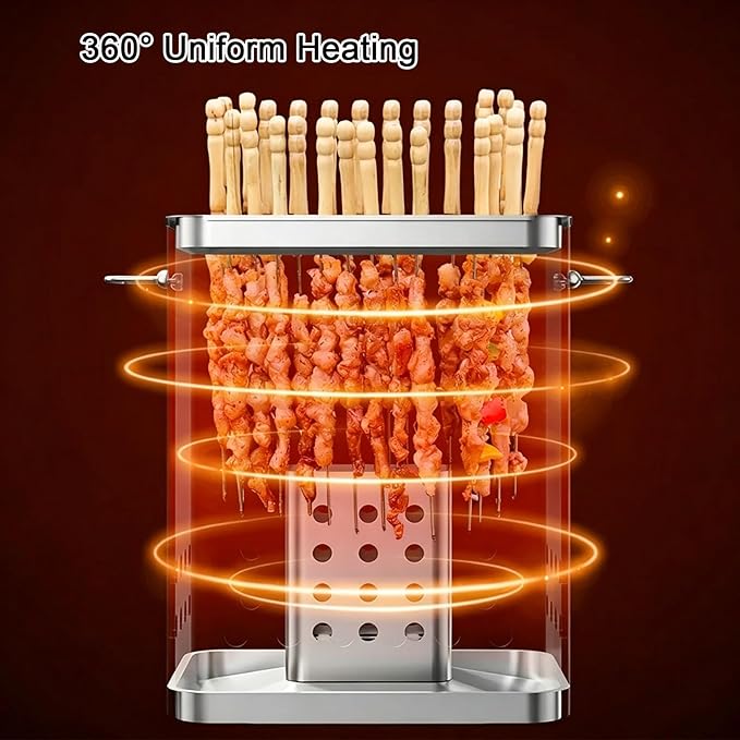 Vertical Charcoal BBQ Smoker 430 Stainless Steel Grill 360° Even Heating Oil and Fire Separation with A Variety of Accessories for Home Restaurants & Catering(D)