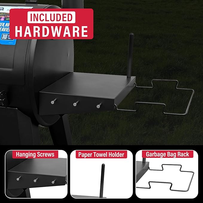 Heavy Duty Serving Tray Side Shelf for Pit Boss 700 820 Series pellet grill, Easy-Check Fit Accessory for Outdoor Cooking or Use