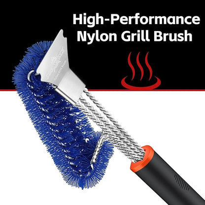 XUDAKAIXIN Grill Brush and Scraper, Safe Nylon Bristles Barbecue Outdoor Grill Brush for Cooled Grates, Extra Strong BBQ Cleaner Accessories (Blue)