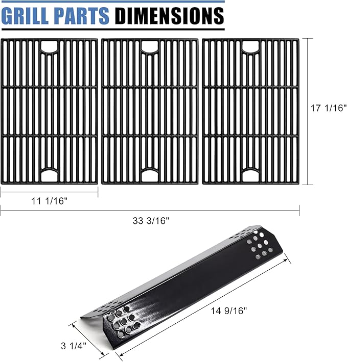 Replacement Parts for Nexgrill 720-0896B 720-0896 720-0898 Deluxe 6 Burner Gas Grill Models, Flame Tamers and Grill Grates Replacement for Nexgrill 6 Burner 720-0896B Grill
