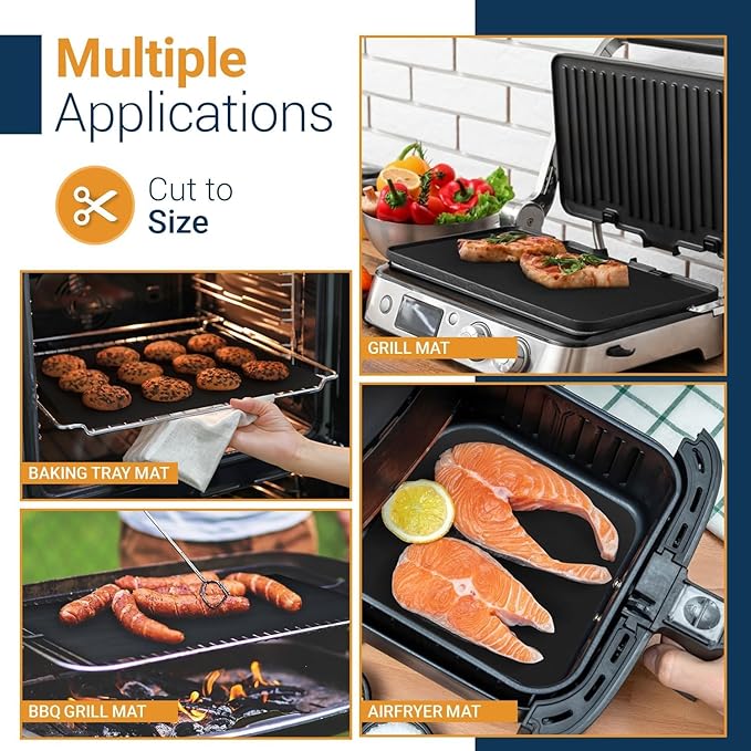 Linda's Essentials BBQ Grill Mats for Outdoor Grill Mat (5 Pack) 13" x 15.75" - Reusable Heat-Resistant Grilling Mats for Outdoor Grill, Non Stick Grill Matt, Easy Clean BBQ Matts for Outdoor Grills