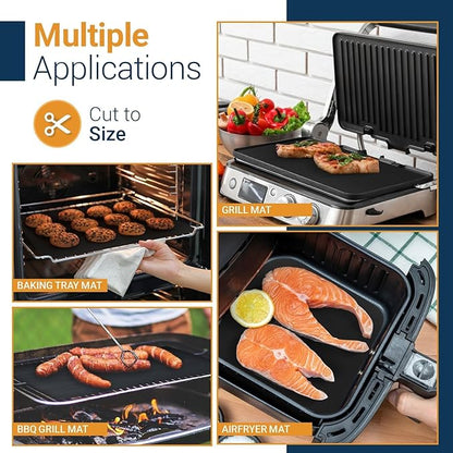 Linda's Essentials BBQ Grill Mats for Outdoor Grill Mat (5 Pack) 13" x 15.75" - Reusable Heat-Resistant Grilling Mats for Outdoor Grill, Non Stick Grill Matt, Easy Clean BBQ Matts for Outdoor Grills