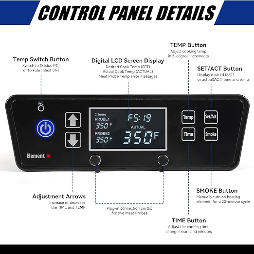 Control Board Replacement Part for PitBoss 2Series Electric Vertical Smoker | Digital LCD Display Thermostat Controller Replacement 80028, Compatible with Pit Boss Electric Vertical Smoker PBV2D1
