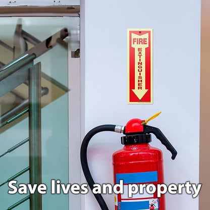 iSYFIX Fire Extinguisher Glow in the Dark Signs – 10 Pack 4x12 Inch – 40 mil Thick Polystyrene Plastic, Laminated for Ultimate UV, Weather, Scratch, Water & Fade Resistance, Indoor & Outdoor