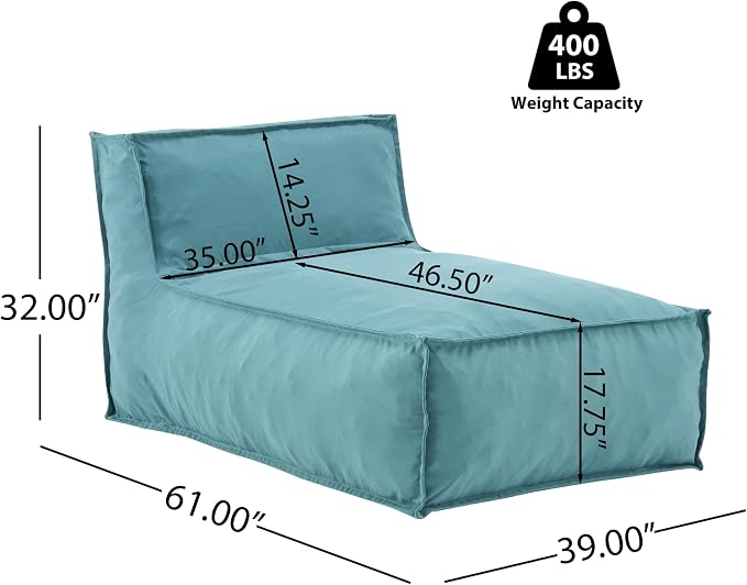 Christopher Knight Home Natty Outdoor Bean Bag Chair Set of 2, Fabric Bean Bag Chair for Adults and Kids, Indoor/Outdoor Sun Lounger, Patio Lounge Chair Set of 2, Teal