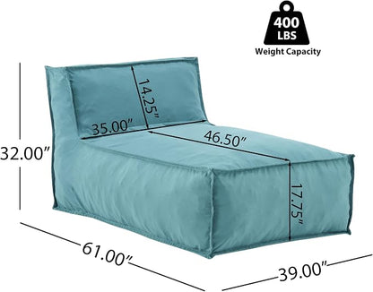 Christopher Knight Home Natty Outdoor Bean Bag Chair Set of 2, Fabric Bean Bag Chair for Adults and Kids, Indoor/Outdoor Sun Lounger, Patio Lounge Chair Set of 2, Teal