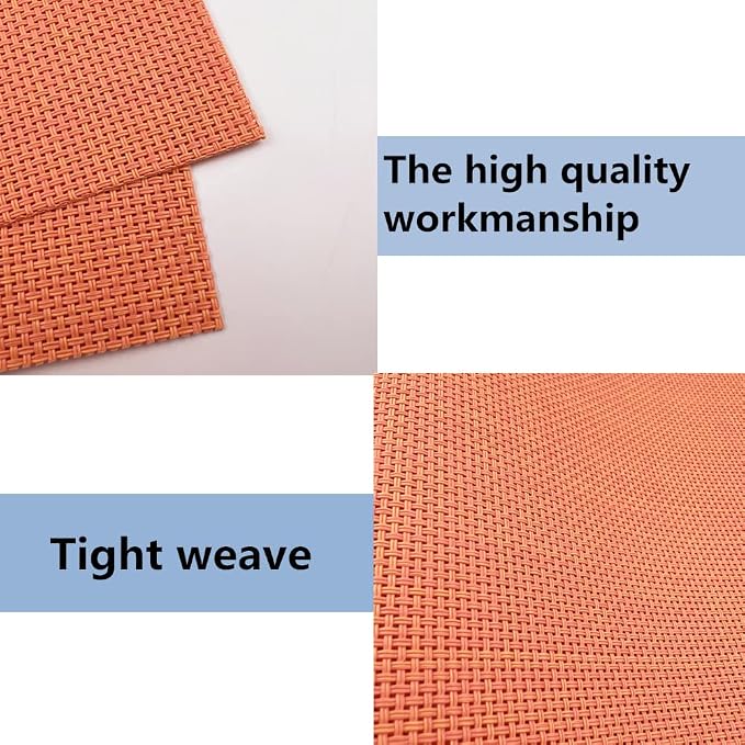 WAZAIGUR Placemats,Easy to Clean Crisscross Woven Vinyl Place Mats Durable Non-Slip Heat Resistant Table Mats,Placemats for Kitchen Table (Orange, 6)