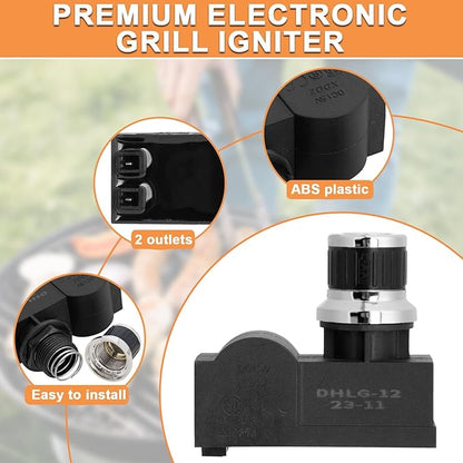 2 Outlet Igniter Kit for Blackstone 28" Griddle Igniter Replacement DHLG-12 Starter for Blackstone Ignition Switch 2-Burner Black Stone Accessories, Ignitor Button&Ignition Wires Kit,AA Battery Needed
