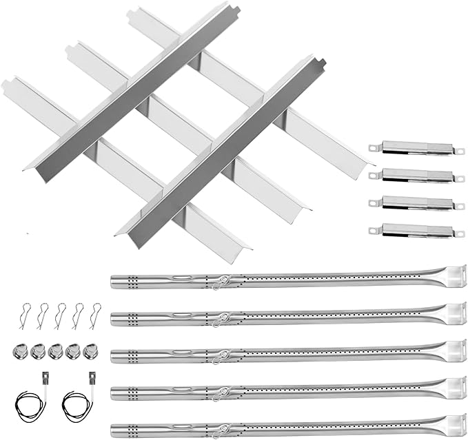 463448021 Grill Replacement Parts for Charbroil Performance 5 Burner 463448021 463451022 463450022 463449021 463455021, 4 Burner 463365021, G325-0002-W1 Heat Plate, G327-2100-W1 Burner, Crossover Tube