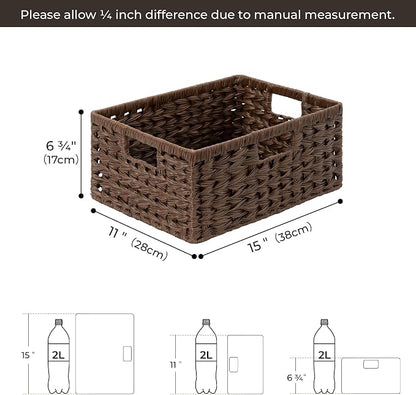 GRANNY SAYS Wicker Storage Basket for Shelves, Waterproof Wicker Basket for Organizing, Woven Basket for Shelves, Decorative Basket for Pantry, Brown