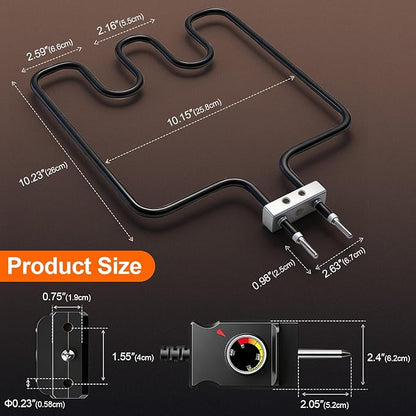 1500W Electric Heating Element for Smoker with Adjustable Thermostat Controller Cord Full Kit Compatible with Masterbuilt Electric Smoker Parts Smoker Heating Element Fits MB20070122 MB20071117