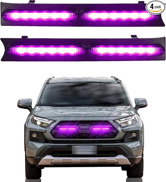 LED Grille Lights for 2019-2025 Toyota RAV4 Accessories RGB | Snap-In,Smoked Lens, Exterior Front Grill Insert Light for 5th Gen Hybrid Adventure TR D Off-Road 5311142220