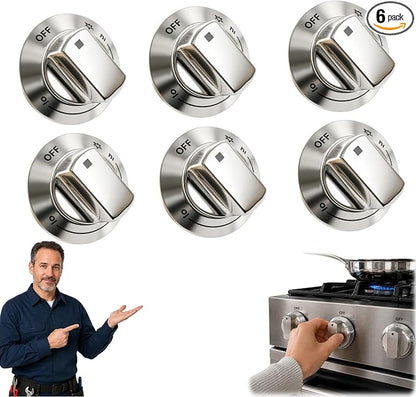 6Pcs 318242275 Burner Control Knob Replacement for electrolux Gas Stove Range Cooktop, Fits E30DF74TPSA E30GF74TPSA E36DF76TPSB, Replace 3513943 AP5809411 PS9495232 EAP9495232 (6)