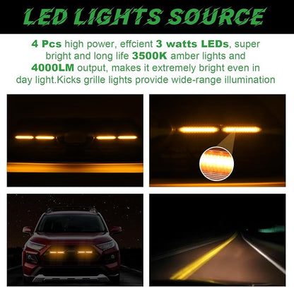 LED Grille Lights for 2019-2025 Toyota RAV4 Accessories Amber | Snap-In,Smoked Lens, Exterior Front Grill Insert Light for 5th Gen Hybrid Adventure TR D Off-Road 5311142220