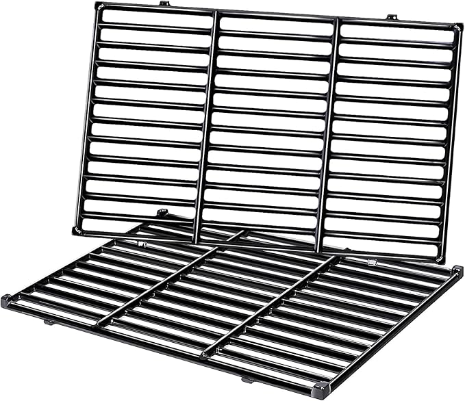 7638 Grill Grates for Weber Spirit 300 & Spirit II 300, E310 E315 E320 E330 S310 S315 S320 S330, Genesis Silver Gold B C Side Control, Porcelain-Enameled Cast Iron Cooking Grids Replacement, 2 Pack