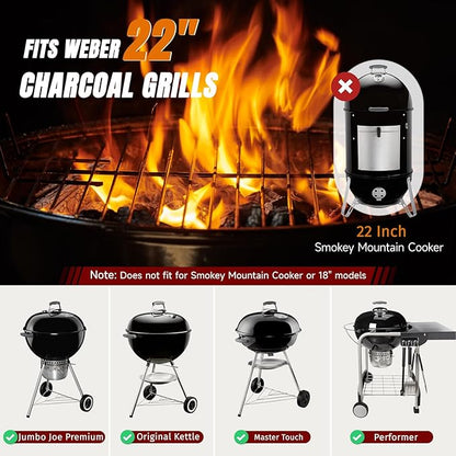 SHINESTAR Grill Grate for 22" Weber Charcoal Grills, Kettle, Performer, Master-Touch, Upgraded 8835 Gourmet BBQ System Hinged Cooking Grate, 21.5x21.5 Inch