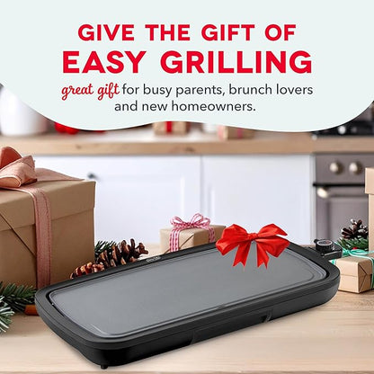 Dash Deluxe Everyday Griddle - Electric Griddle with Removable Plate - Nonstick, Easy-Clean Surface & Anti-Slip Base - Recipe Book Included - Red