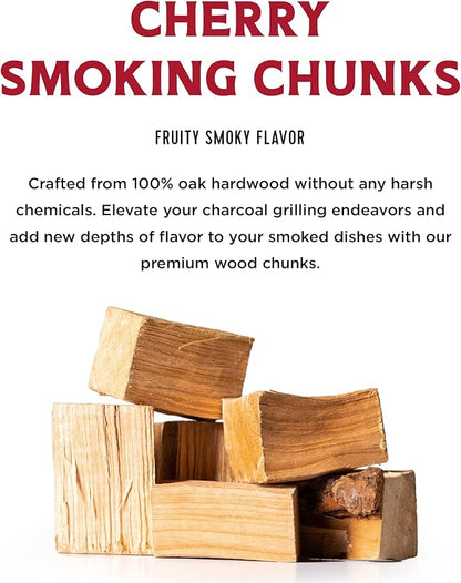 Fire & Flavor Cherry and Apple Wood Chunks for Smoking and Grilling - All-Natural, Long-Lasting with Mildly Sweet Flavors - Large Chunk Wood Chips for Smokers