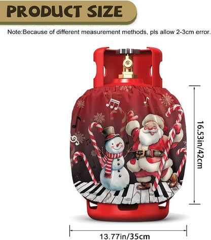 Santa Claus Propane Tank Cover 20lb Waterproof Gas Tank Cylinder Cover for Outdoor Camping Yard Party Easy to Install Grill Accessories Christmas Decoration