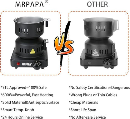 MRPAPA Electric Charcoal Starter, Electric Stove ETL Approved Durable Multipurpose Electric Stove,Overheat Protection Hookah Coconut Coals Burner