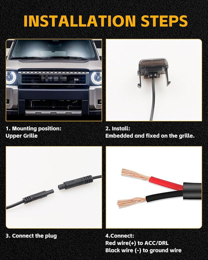 4 Pcs Grille Lights for 2024 2025 Toyo-ta Land Cruiser Prado LC250 J250, LED Upgrade Grille Lights, Amber Light