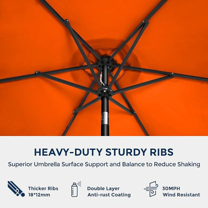 HOMSHADE 7.5ft Outdoor Patio Umbrella - Market Table Pool Deck Umbrella UPF50+ UV Protection with Push Button Tilt, Crank and 6 Sturdy Ribs (Neon Orange, No base)