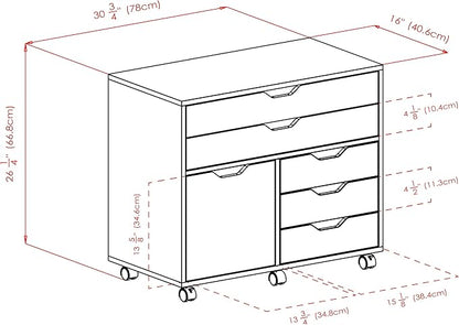 Winsome Halifax Mobile Storage Cabinet with Doors & Drawers, Stylish & Functional Home Storage Cabinet for Filing, Kitchen Organization, Moveable Furniture for Office, Dorms, Apartments