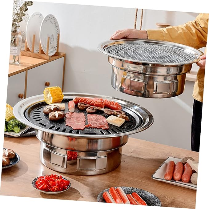BESPORTBLE Portable Korean Charcoal Grill for Outdoor BBQ Stainless Steel Mini Grilling Stove Easy Setup for Camping and Picnics