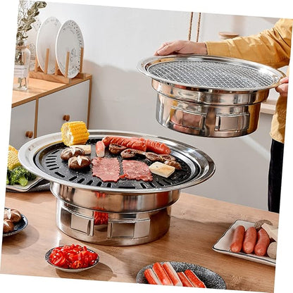 BESPORTBLE Portable Korean Charcoal Grill for Outdoor BBQ Stainless Steel Mini Grilling Stove Easy Setup for Camping and Picnics