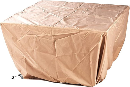 Oakland Living Square 42 in. x 42 in. Aluminum Propane Fire Pit Table with Glass Beads, Two Covers, Lid, 57,000 BTUs in Brown Finish