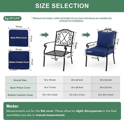 Summsun Outdoor Cushions for Patio Furniture, 24 x 24 Inch, Navy, Set of 2 | Backrest & Deep Seat Cushion, Water Resistant, Removable Cover, Replacement Cushions Pad for Patio Furniture, Garden