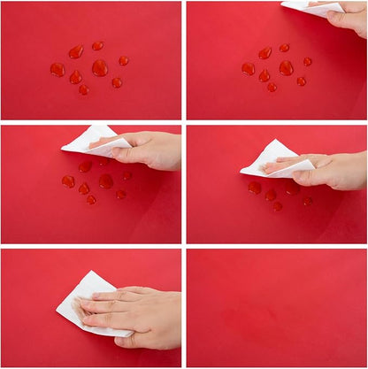 LIBERECOO Vinyl Christmas Tablecloth with Flannel Backing, Solid Red, Waterproof, Stain-Resistant, Easy-Clean Table Cover for Holiday, Dining, Kitchen, and Outdoor Use, 60" x 120" Rectangle
